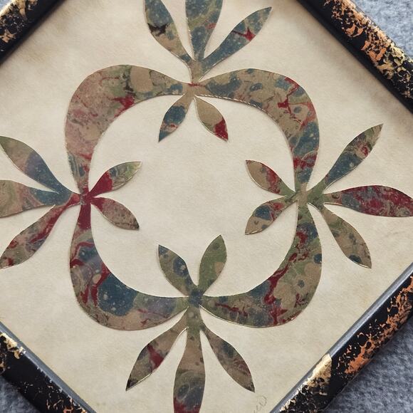 Cut paper art based on "Hickory Leaves and Orange Slices" Quilt Pattern Vermont - Picture 3 of 4